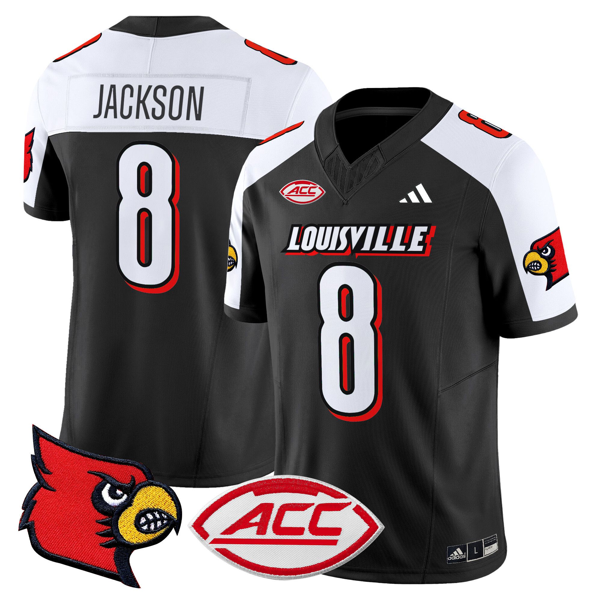 Men Louisville Cardinals #8 Jackson Black 2024 Vapor Limited NCAA Jersey->more ncaa teams->NCAA Jersey